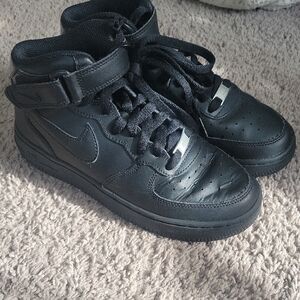 Nike AF1 Kids Black Sneakers with Strap